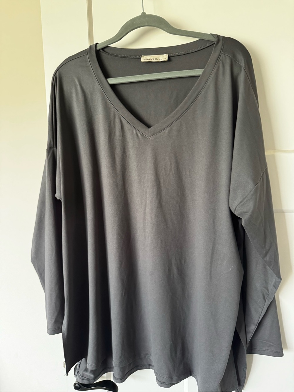 Zenana Outfitters Charcoal V-Neck Long Sleeve Top